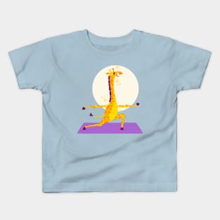 Hand Drawn Giraffe Yoga Kids T-Shirt